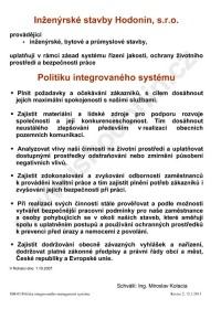 Politika integrovanÃ©ho systÃ©mu jakosti